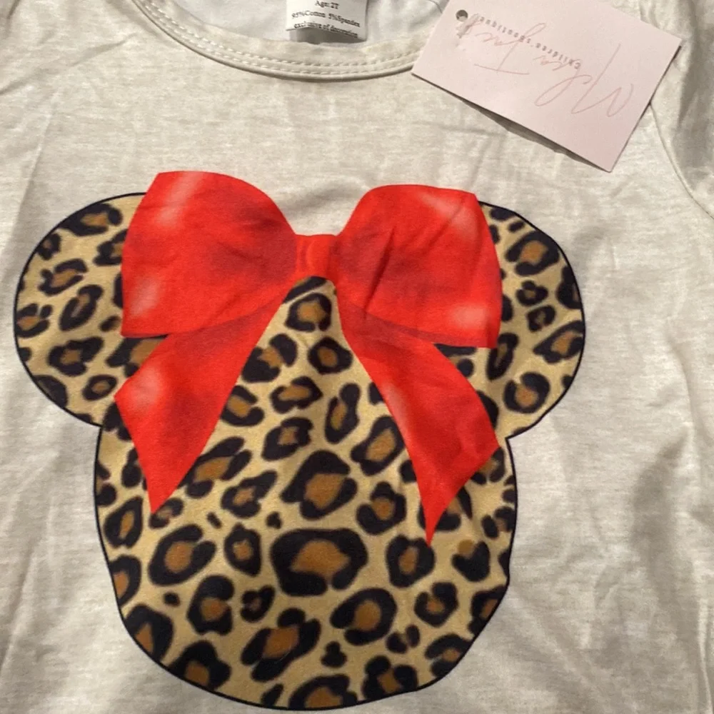 E783 Mickey Mouse leopard 2pc set Girls 2T NWT Boutique
